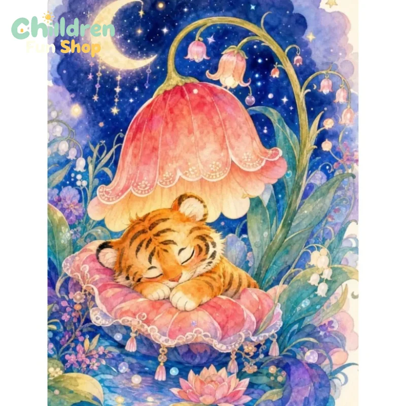 Resin Art Baby - Diamond Painting Sleeping Baby Tiger Under