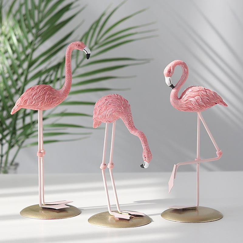 3PCS Pink Flamingo Figurines T - Resin Art Wedding Gift 评论和价格
