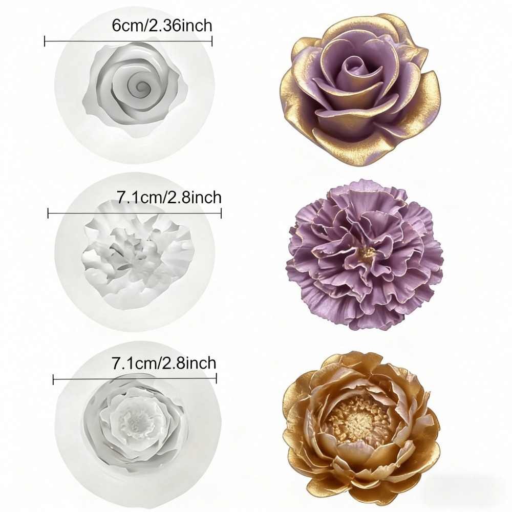 3-Piece Silicone Molds for Ros - Resin Art Wedding Gift 评论和价格