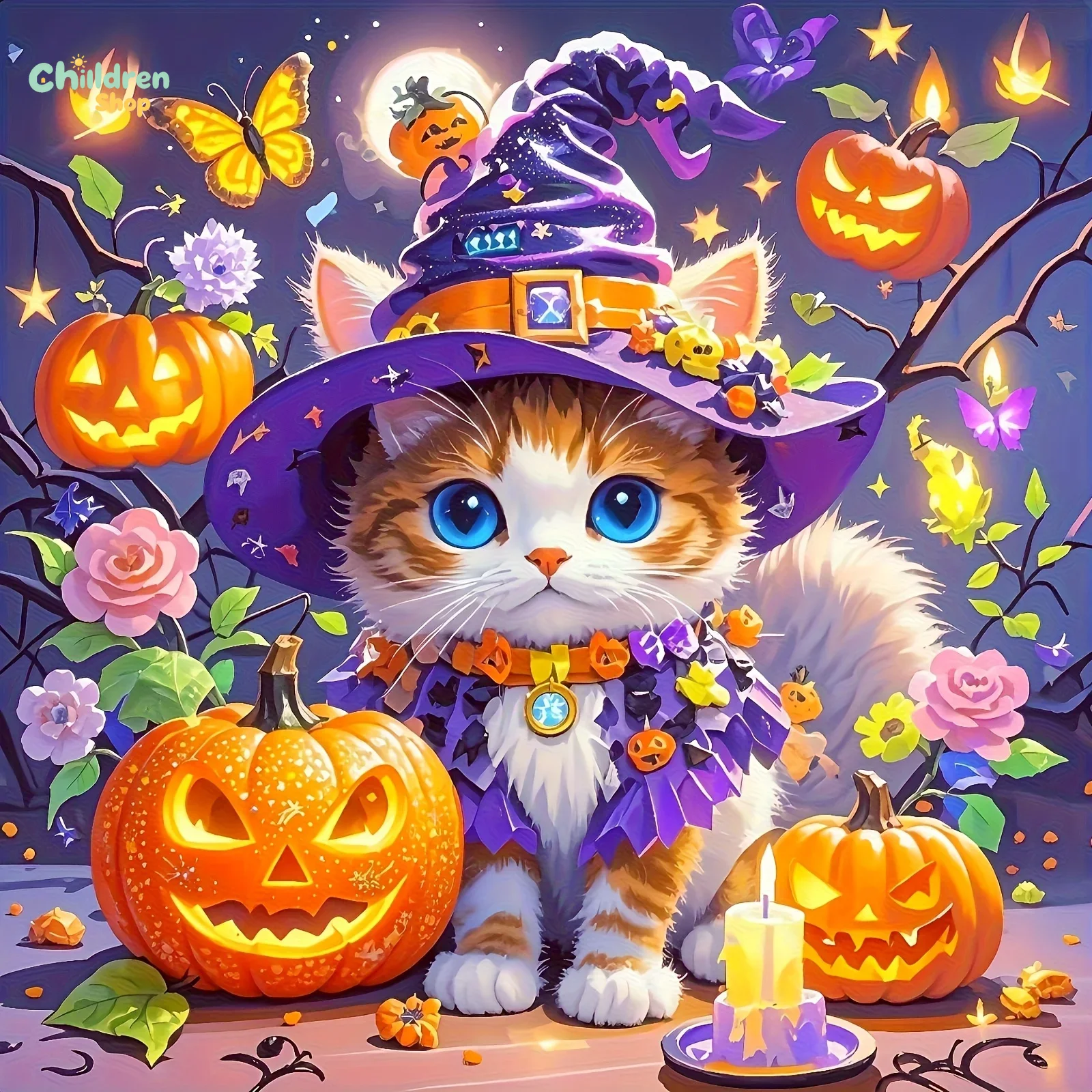 Halloween Wizard Cat Diamond P - Resin Art Work 评论和价格